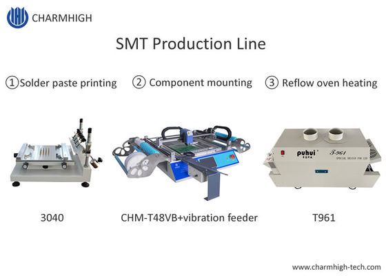 Gelişmiş SMT Üretim Hattı, 3040 Şablon Yazıcı / CHMT48VB Pnp Makinesi / Yeniden Akış Fırını T961