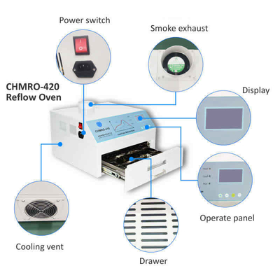 Sıcak hava + Kızılötesi 2500w Kurşunsuz Reflow Fırın CHMRO-420 SMD Isıtma İstasyonu