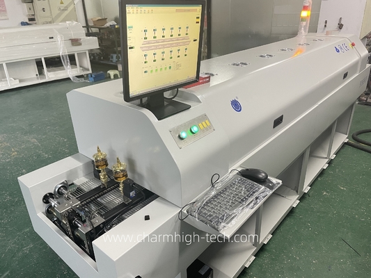 PC6635 Demiryolu + PC Kontrol Kurşunsuz Geri Akış Fırını 2200 * 350mm 6 temp Bölgeleri Lehimleme Makinesi
