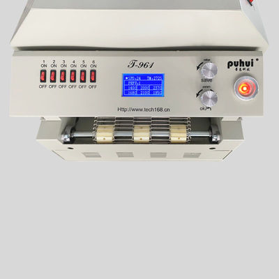 Konveyörlü T961 Masaüstü Reflow Fırın 730 * 230mm 6 sıcaklık Bölgeleri 3.5KW Lehimleme Makinesi