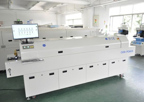 CHM-PC6635 PC Kontrolü 6 Sıcaklık Bölgesi ve SMT Lehimleme için 2200 * 350mm Isıtma Alanı ile Kurşunsuz Geri Akış Fırını