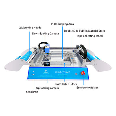 Çifte taraflı SMT Montajı CHMT36VB Masaüstü Al ve Yerleştir Makinesi 58 Besleyiciler