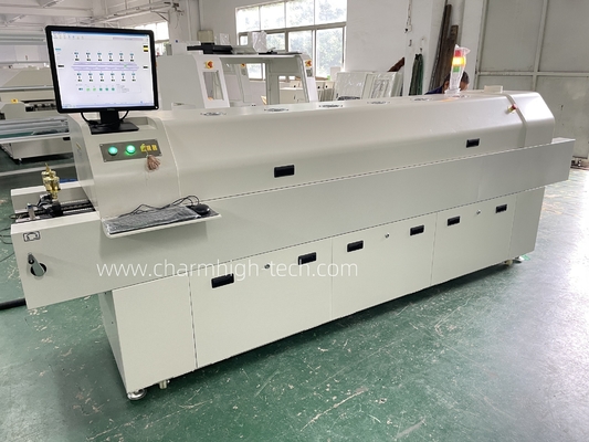 PC6635 Demiryolu + PC Kontrol Kurşunsuz Geri Akış Fırını 2200 * 350mm 6 temp Bölgeleri Lehimleme Makinesi