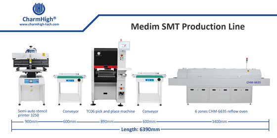 Orta SMT Üretim hattı, 6 başlı TC06 Tam PCB Montajı PCBA Üretim
