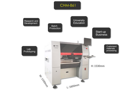 CHM-861 SMD Chip Mouter Pnp Makinesi 8 kafa 100 besleyici PCB Montaj Hattı